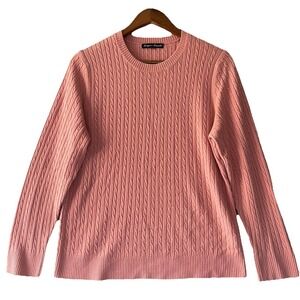 Designers‎ Originals Luxelon Cable Knit SweaterSize L Pink Preppy Tennis